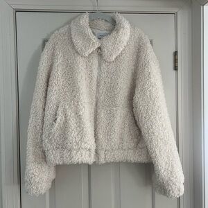 Michael Stars Cream Sherpa Zip Jacket